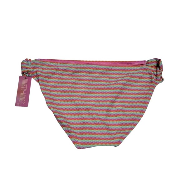 Two Ninety-Nine Bikini Bottoms Striped Ruched Low Rise Swimwear Pink XXL - Picture 6 of 11